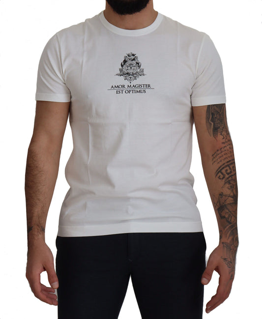 Dolce &amp; Gabbana White Logo Cotton Amor Magister T-shirt