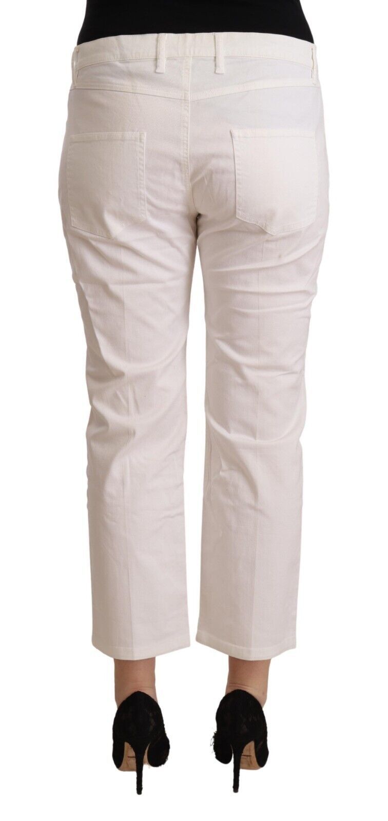 Pinili ng L'Autre ang White Cotton Mid Waist Cropped Denim Jeans