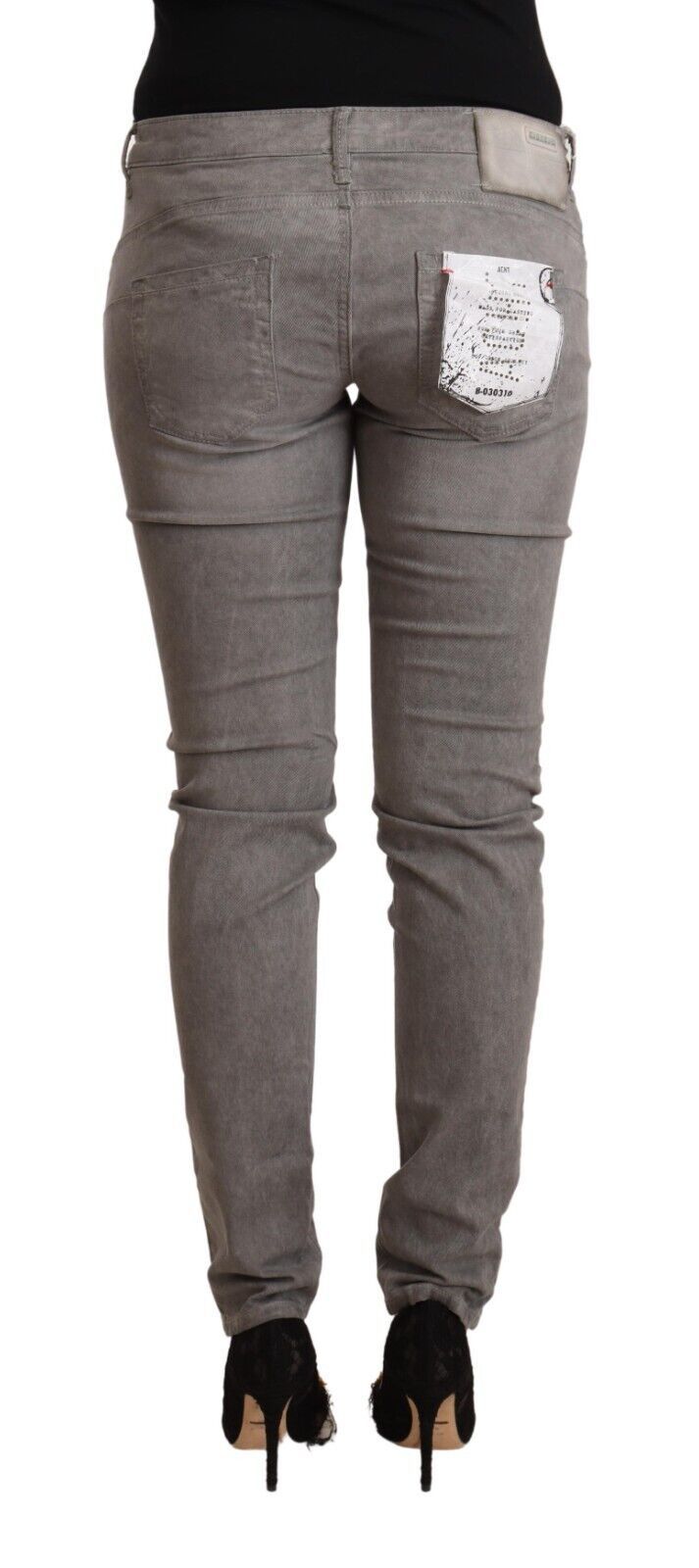 Acht Grey Cotton Low Waist Skinny Push Up Denim Jeans