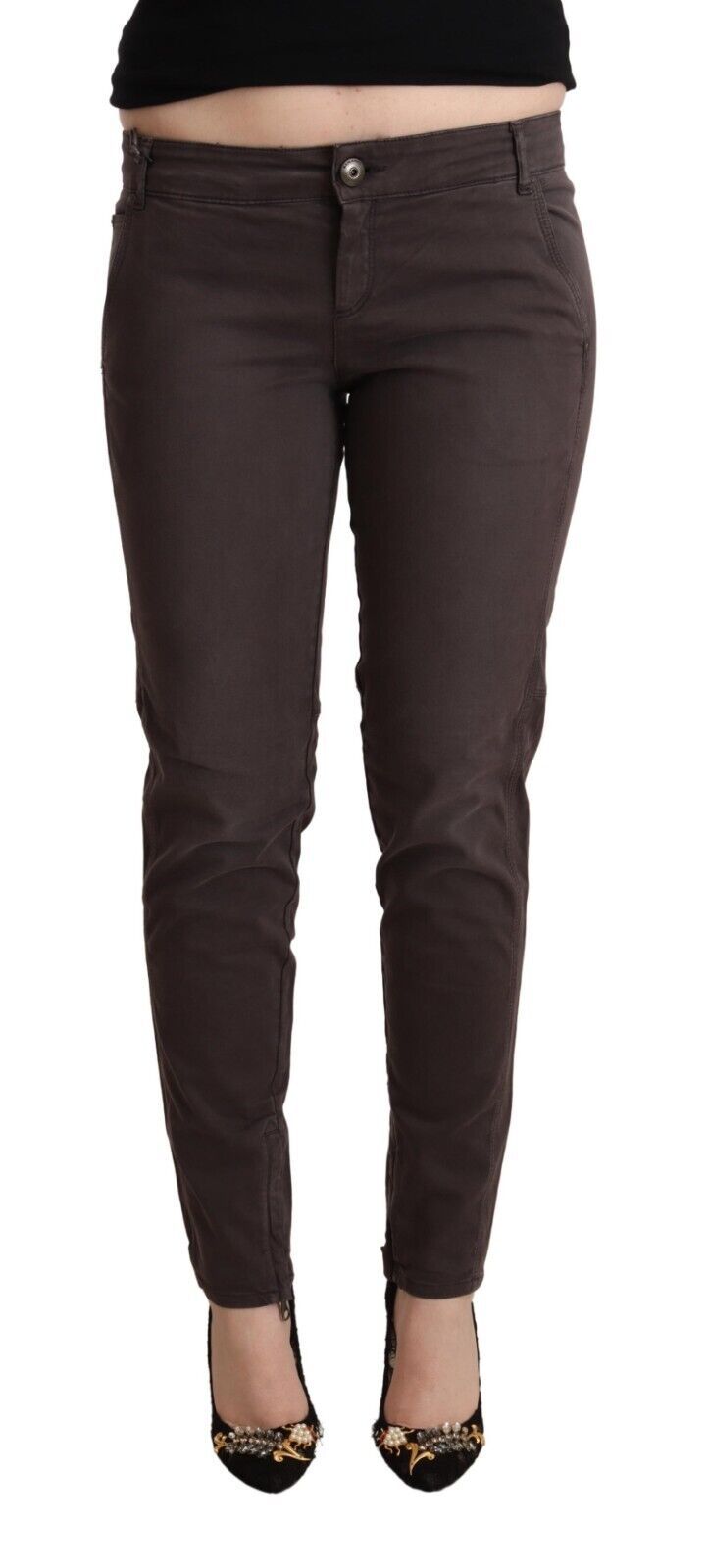 Ermanno Scervino Chic Brown Low Waist Skinny Pants