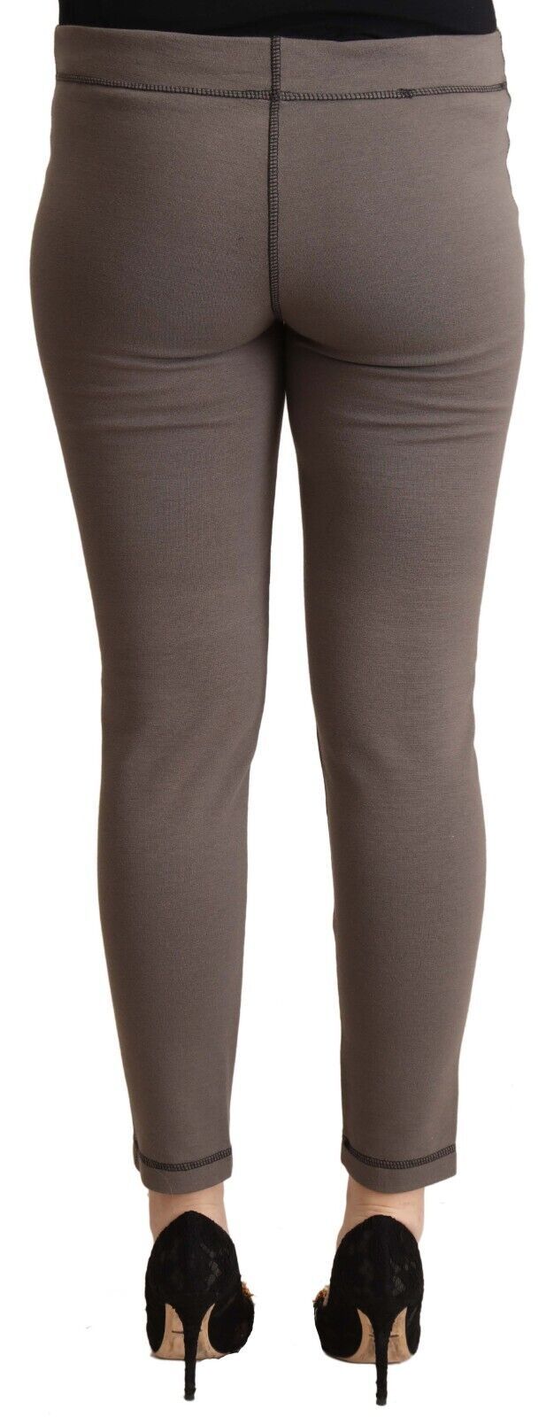 John Galliano Grey Cotton Mid Waist Stretch Leggings Cropped Pants