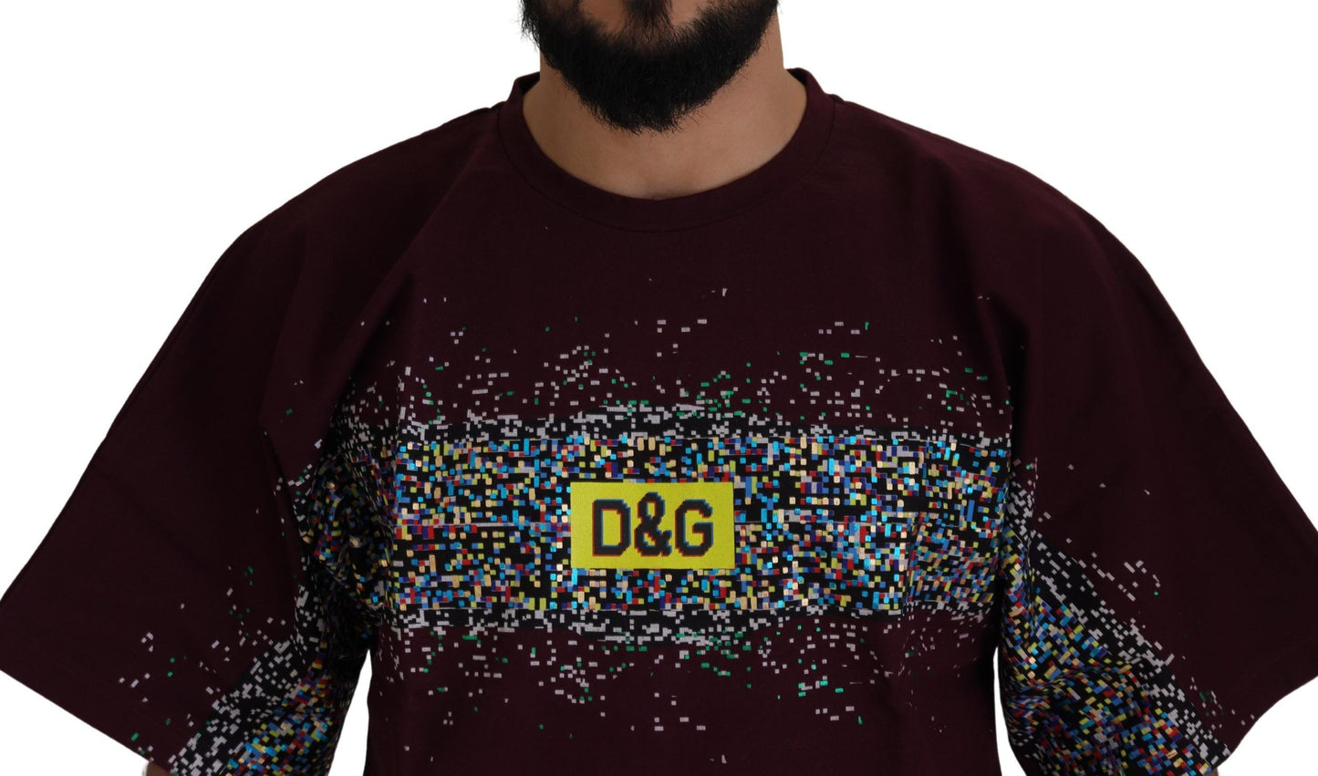 Dolce &amp; Gabbana Bordeaux Cotton DG CHANNEL Top T-shirt