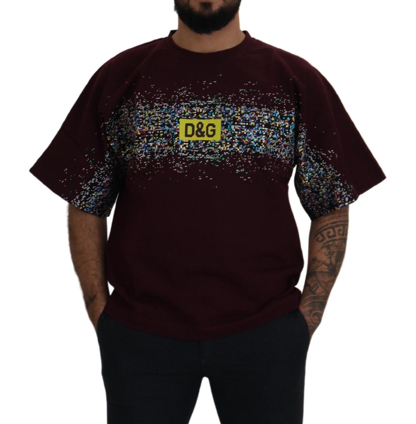 Dolce &amp; Gabbana Bordeaux Cotton DG CHANNEL Top T-shirt