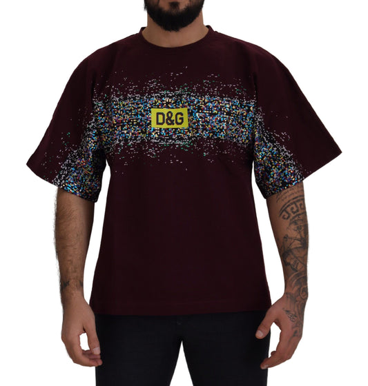 Dolce &amp; Gabbana Bordeaux Cotton DG CHANNEL Top T-shirt