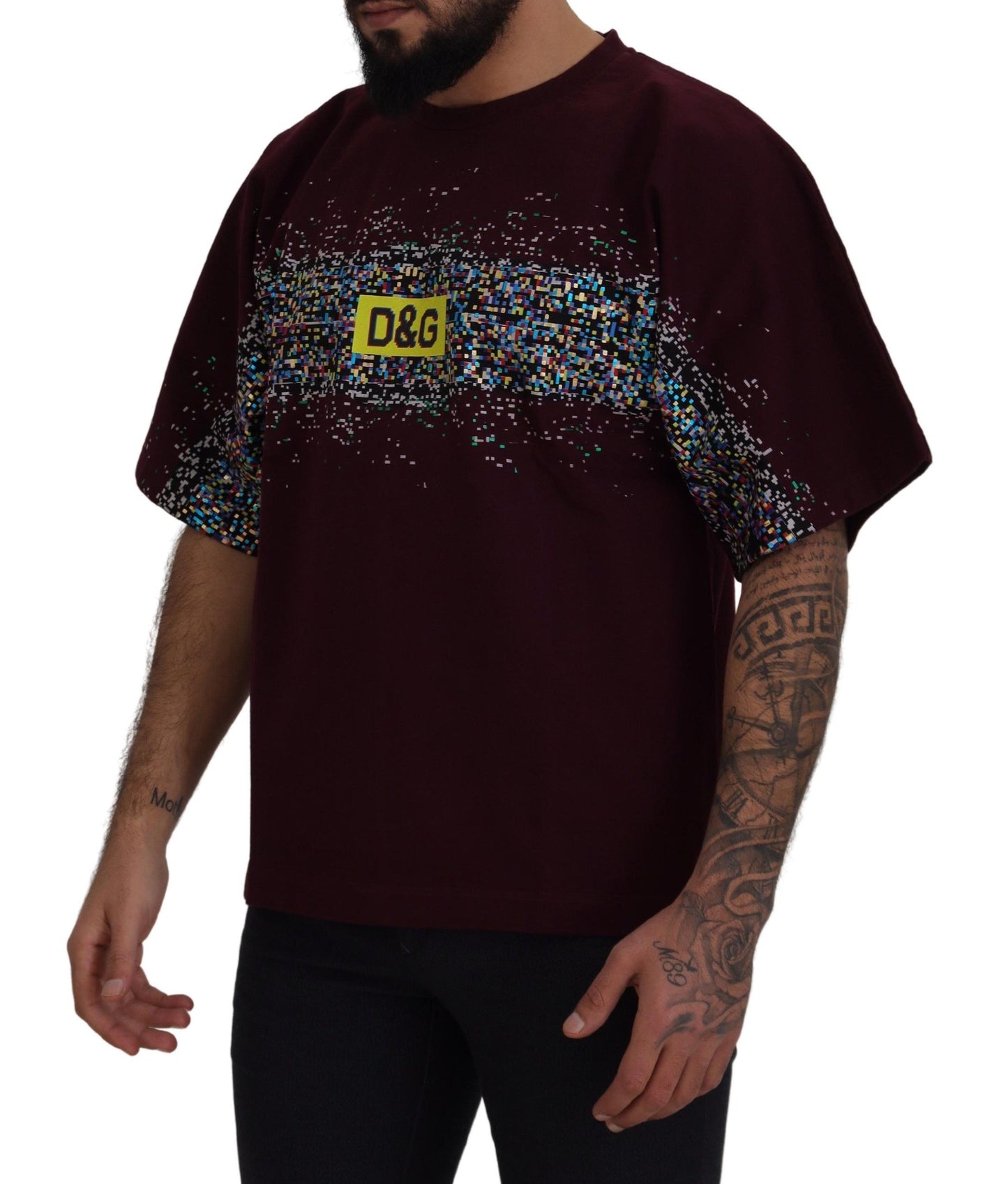 Dolce &amp; Gabbana Bordeaux Cotton DG CHANNEL Top T-shirt