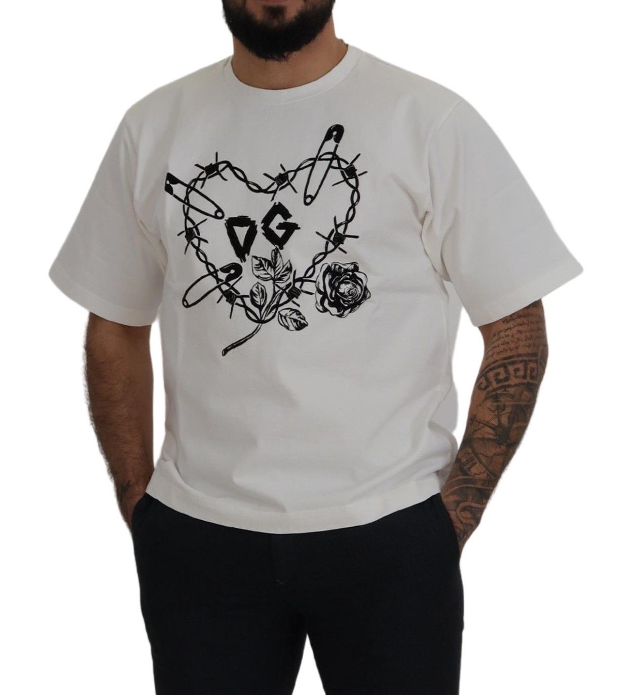 Dolce &amp; Gabbana White Amor Cotton Crewneck T-shirt