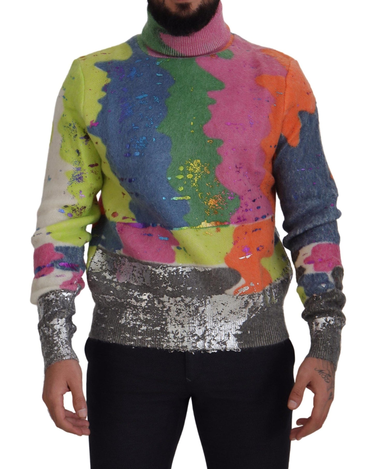 Dolce &amp; Gabbana Mehrfarbiger Rollkragenpullover aus Mohair