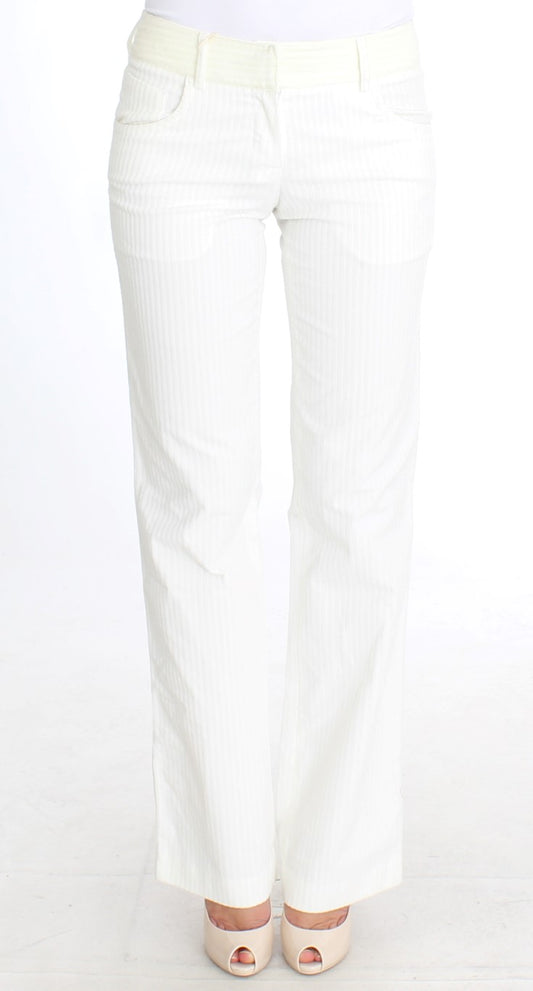 Ermanno Scervino White Striped Straight Fit na Pantalon