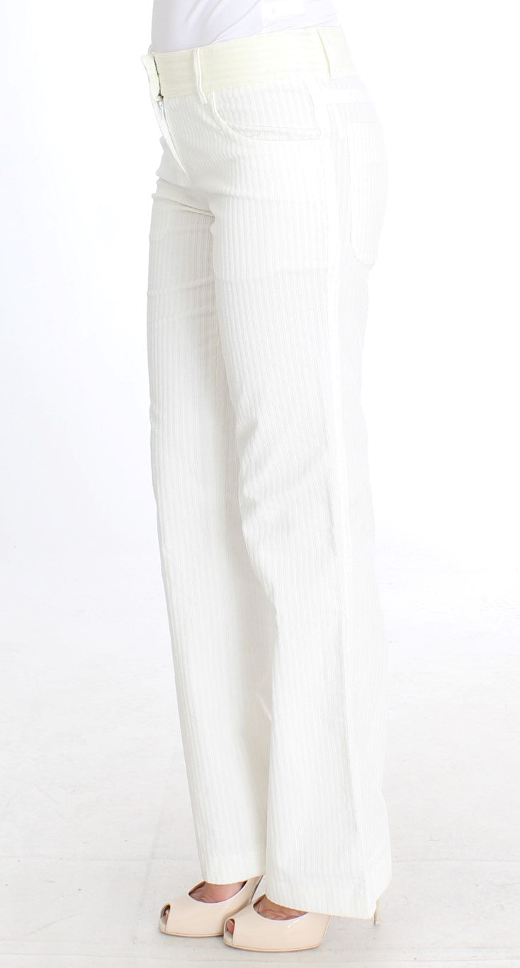 Ermanno Scervino White Striped Straight Fit na Pantalon