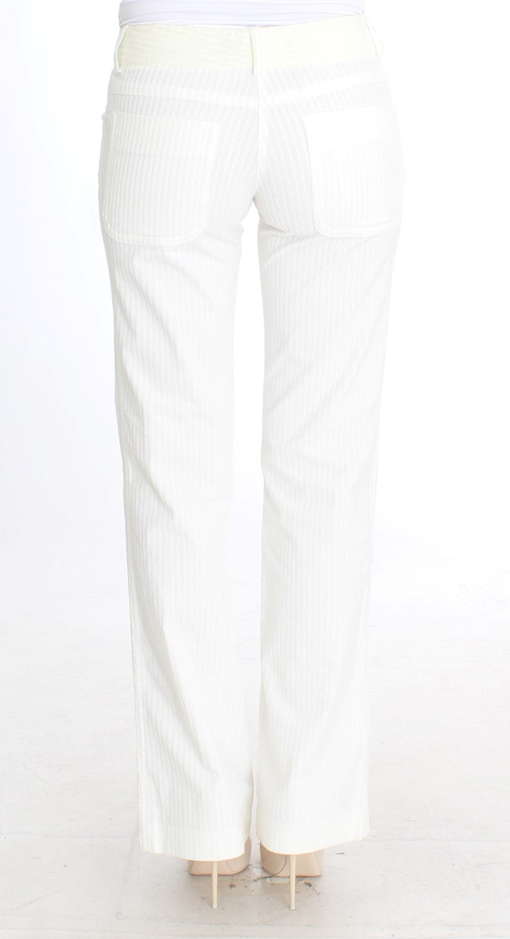 Ermanno Scervino White Striped Straight Fit na Pantalon