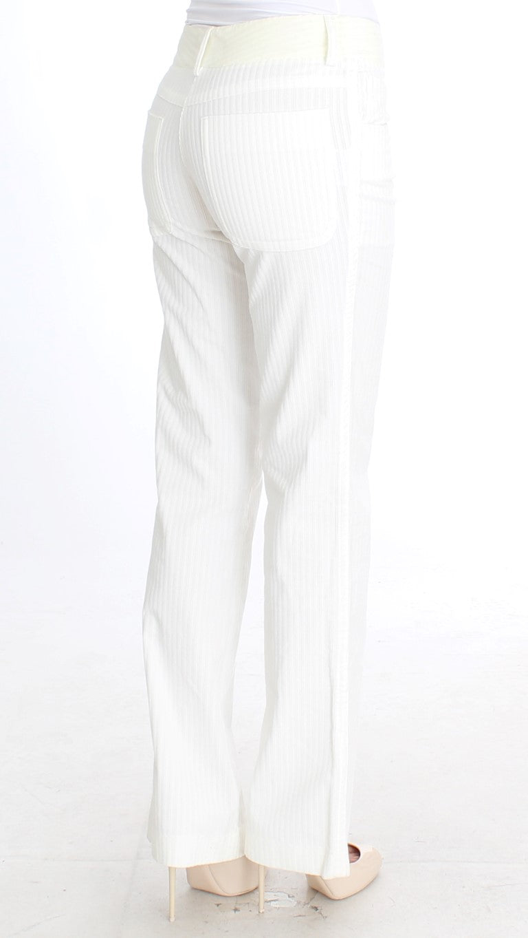 Ermanno Scervino White Striped Straight Fit na Pantalon