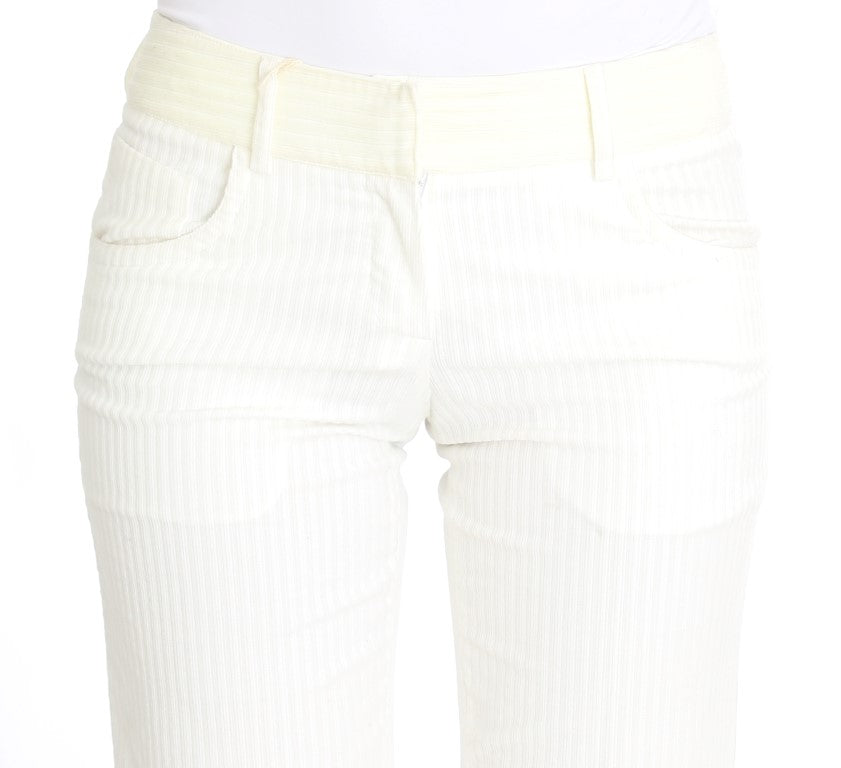 Ermanno Scervino White Striped Straight Fit na Pantalon