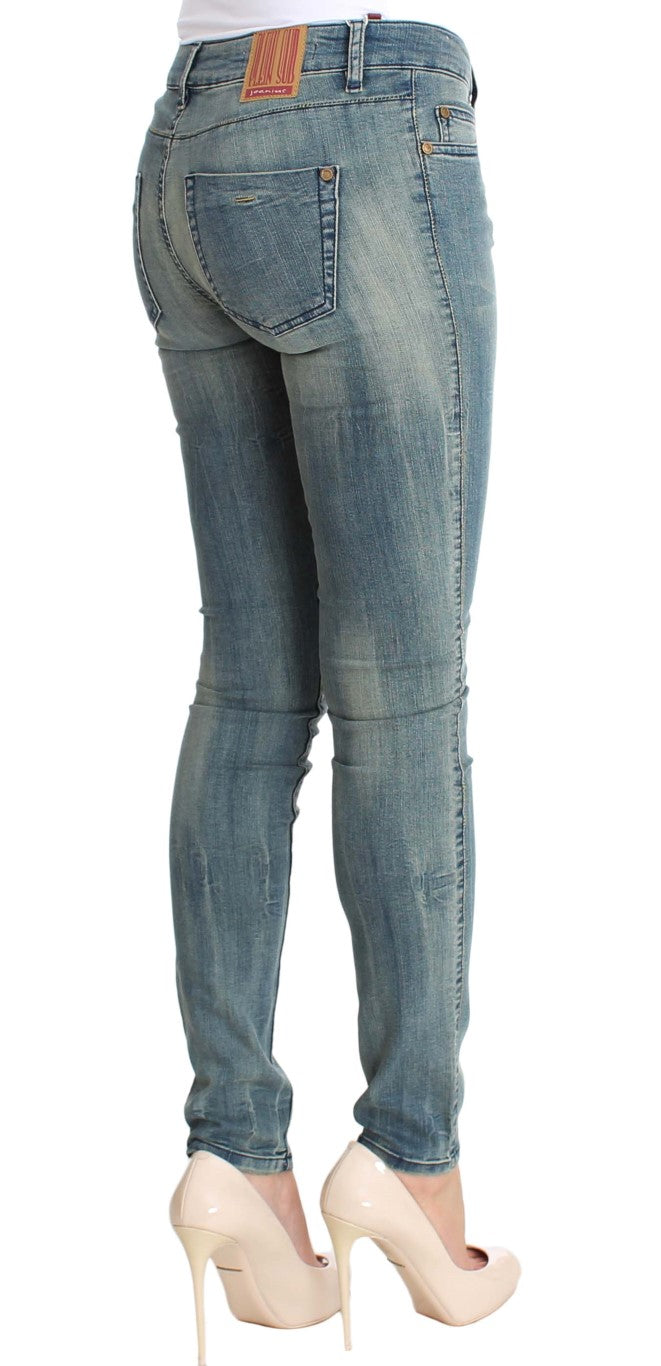 PLEIN SUD Skinny Slim Tight Fit-Jeans aus blau gewaschener Baumwolle mit Stretch