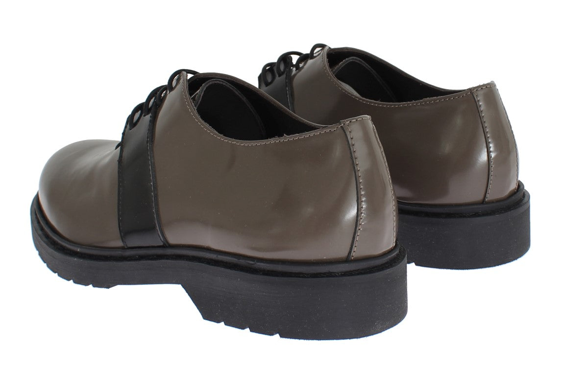 AI_ Grey Brown Leather Laceups Shoes