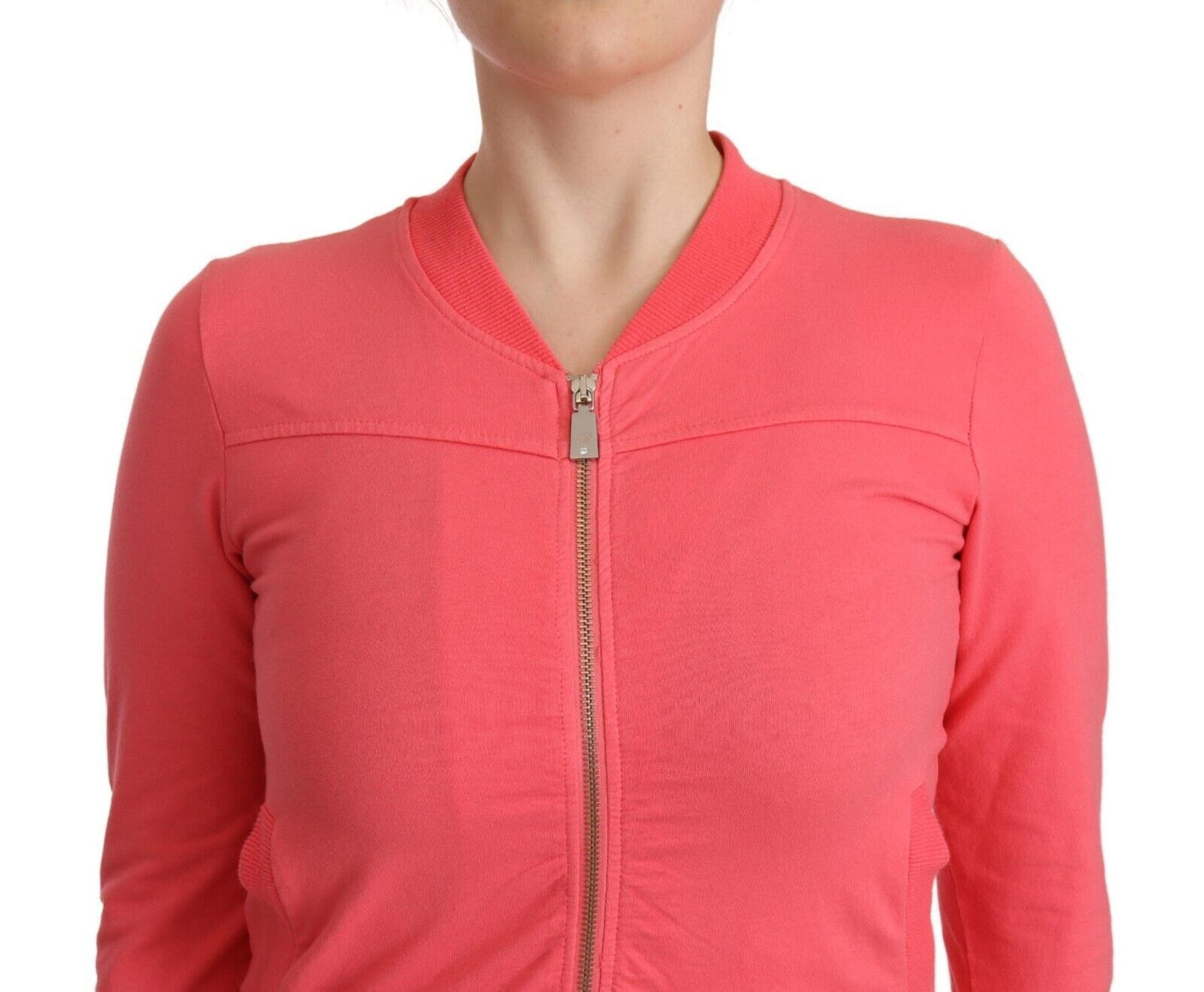 Verzierter Pullover mit 3/4-Ärmeln und Reißverschluss in Blumarine-Rosa