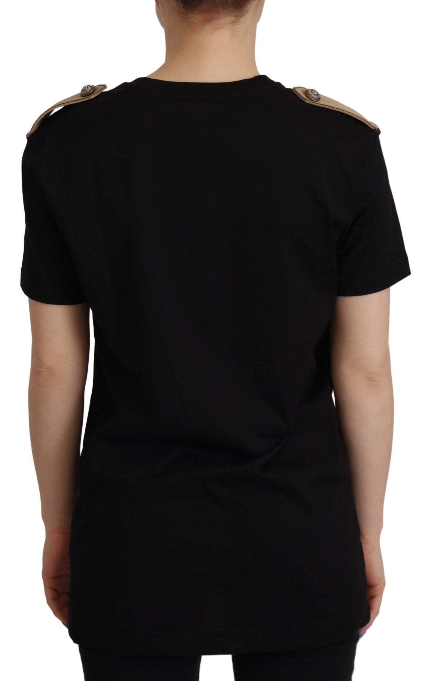 Dolce &amp; Gabbana Black Logo Motive Crewneck Cotton T-shirt