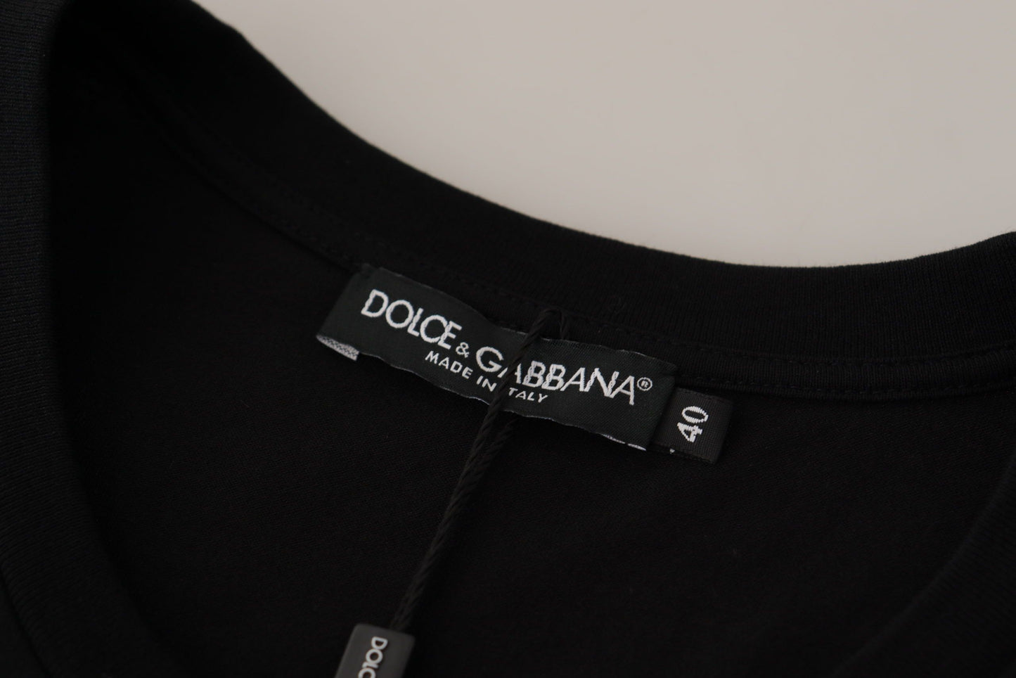 Dolce &amp; Gabbana Black Logo Motive Crewneck Cotton T-shirt