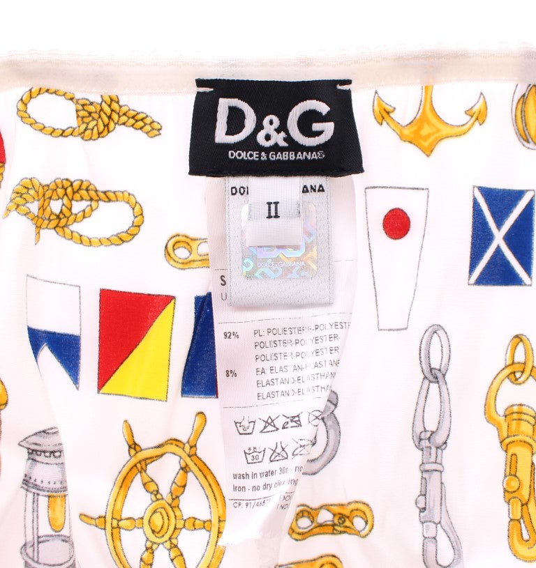 Dolce &amp; Gabbana Weiße Matrosen-BH-Höschen-Stretch-Unterwäsche