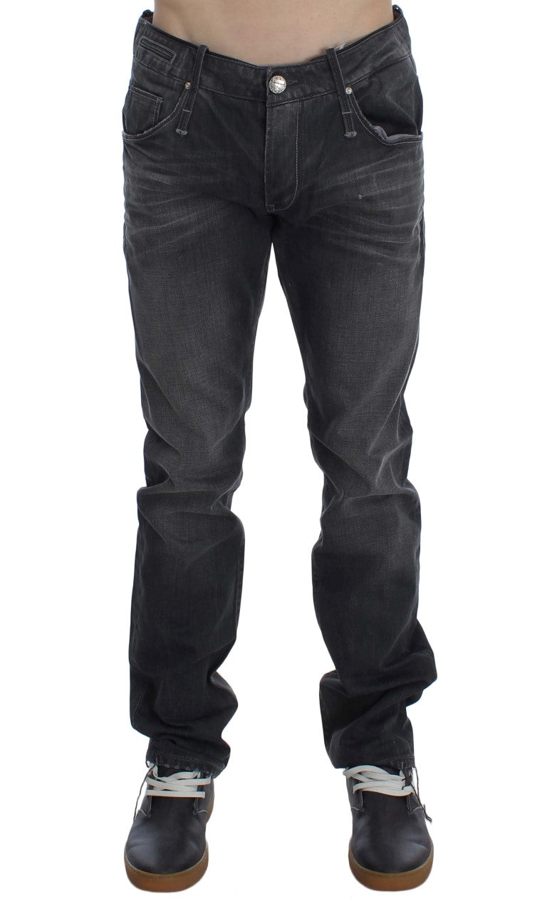 Acht Grey Cotton Regular Low Fit Jeans