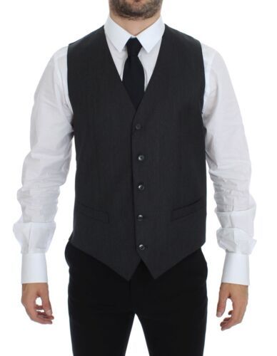 Dolce &amp; Gabbana Grey Wool Formal Dress Vest Gilet Weste