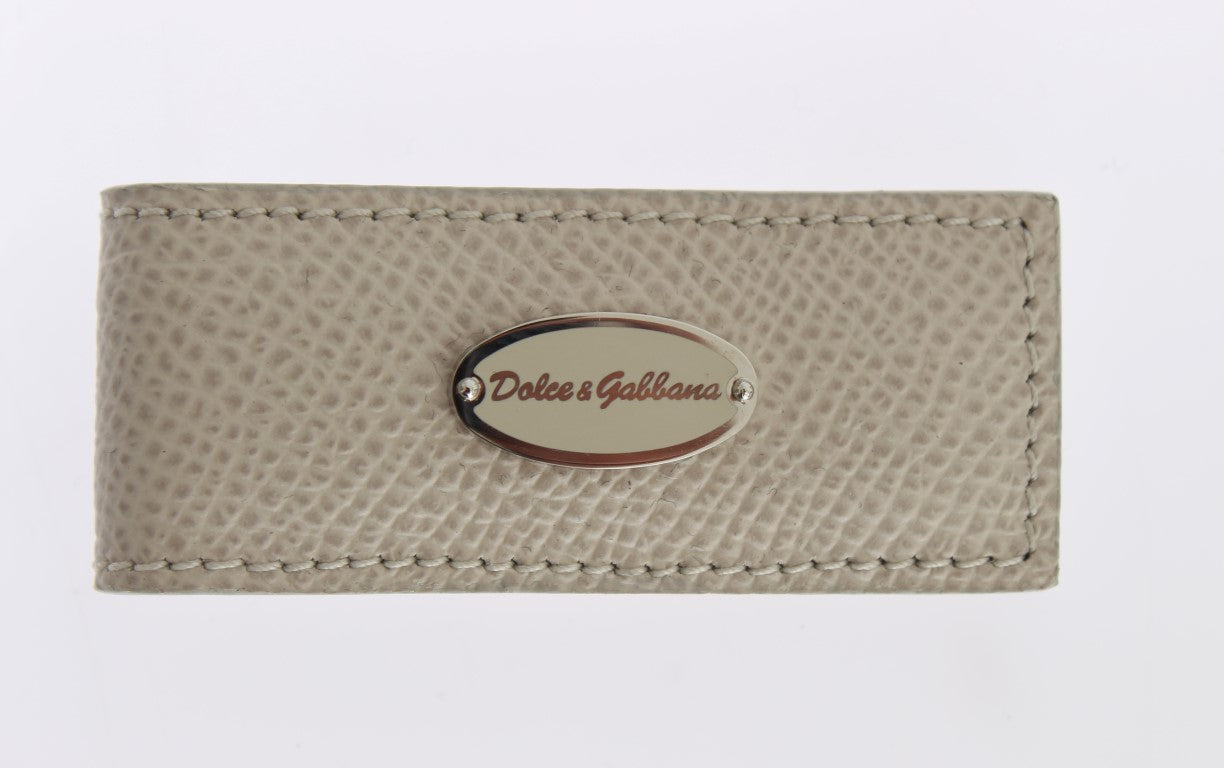 Dolce &amp; Gabbana Magnet-Geldklammer aus beigem Leder