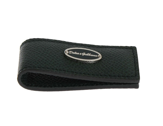 Dolce &amp; Gabbana Green Leather Magnet Money Clip