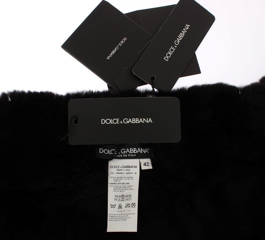 Dolce &amp; Gabbana Schulterschal aus Wieselfell mit silbernen Pailletten und Blumenmuster