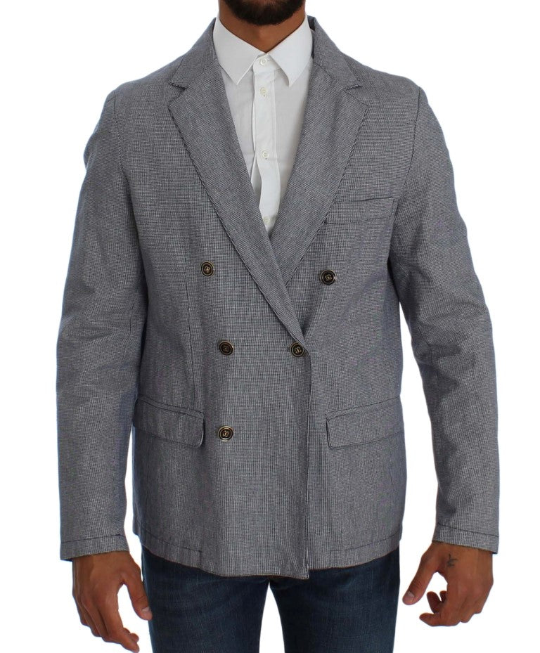 Blauer zweireihiger Blazer in normaler Passform von Master Coat