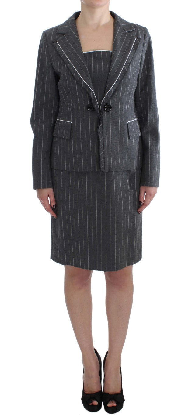 BENCIVENGA Gray Stretch Suit Sheath Dress at Blazer Set