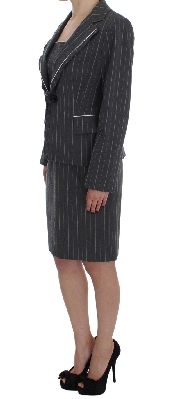 BENCIVENGA Gray Stretch Suit Sheath Dress at Blazer Set