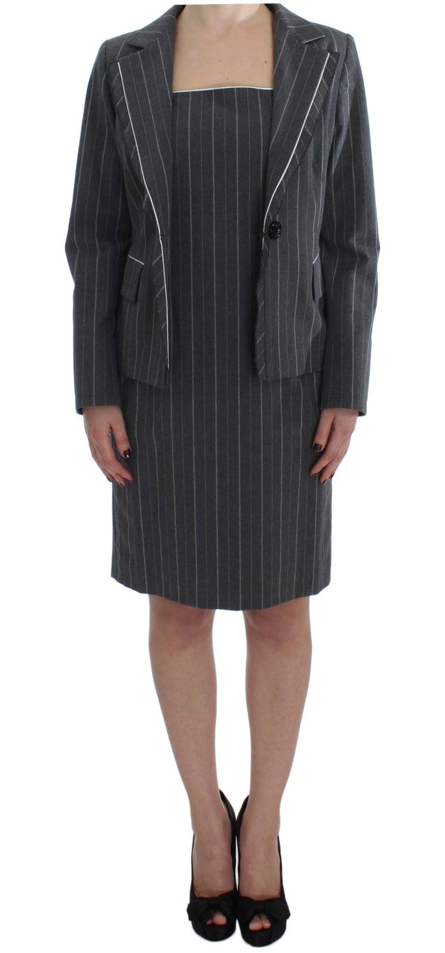 BENCIVENGA Gray Stretch Suit Sheath Dress at Blazer Set