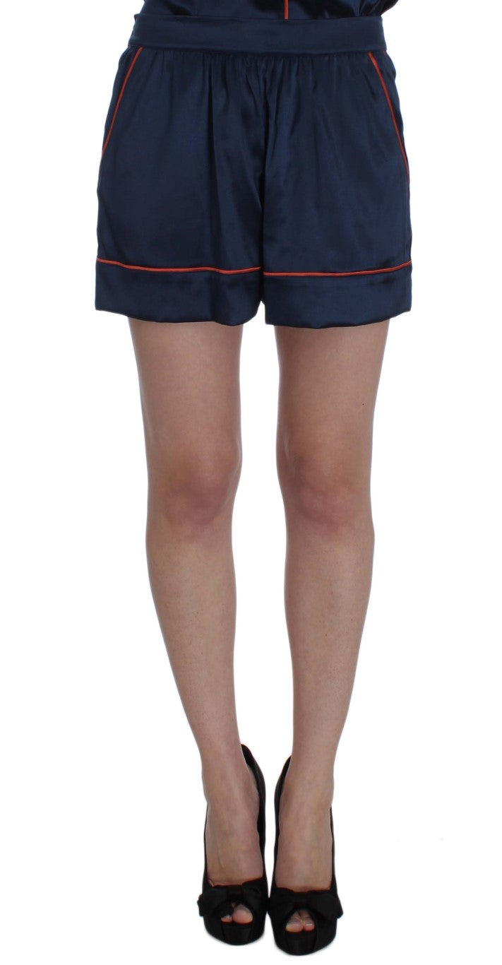 Dolce &amp; Gabbana Blue Silk Stretch Sleepwear Shorts