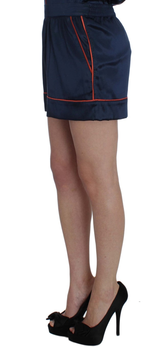 Dolce &amp; Gabbana Blue Silk Stretch Sleepwear Shorts