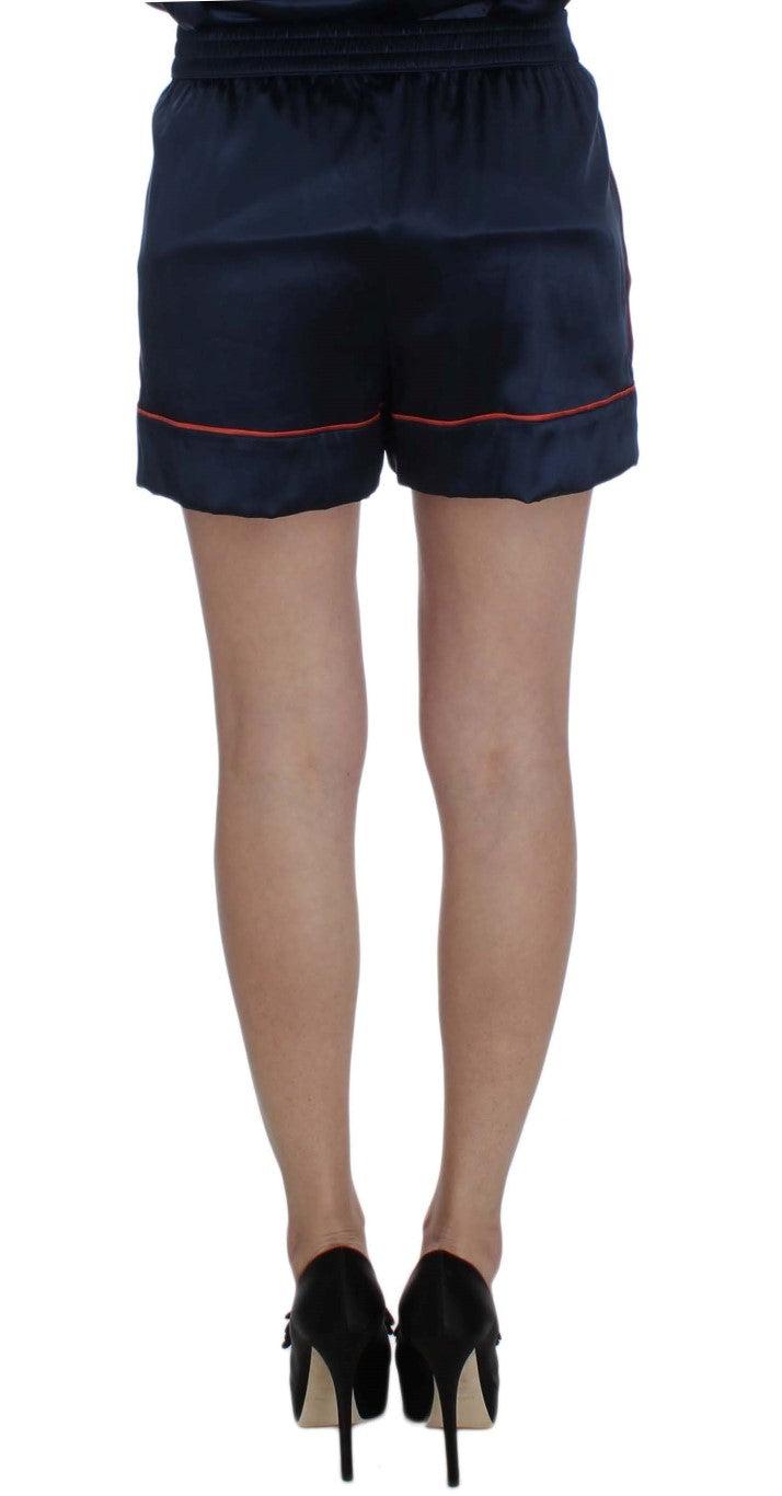 Dolce &amp; Gabbana Blue Silk Stretch Sleepwear Shorts