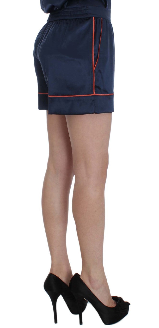 Dolce &amp; Gabbana Blue Silk Stretch Sleepwear Shorts