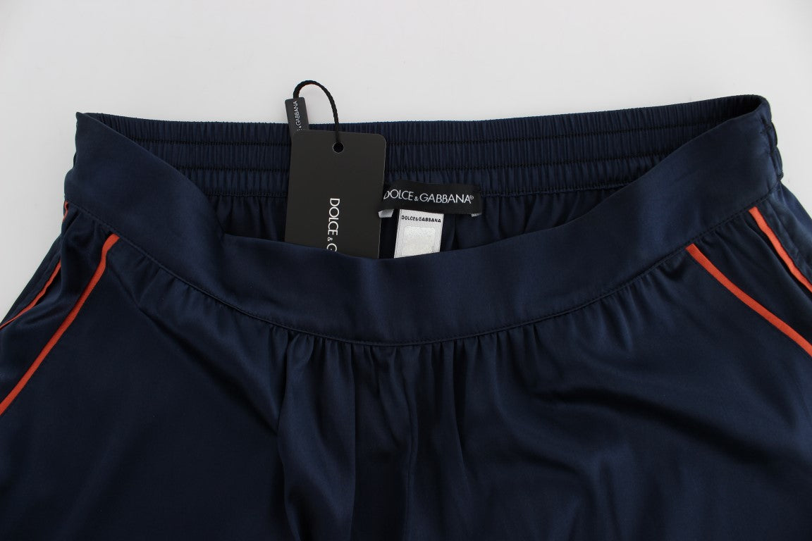 Dolce &amp; Gabbana Blue Silk Stretch Sleepwear Shorts