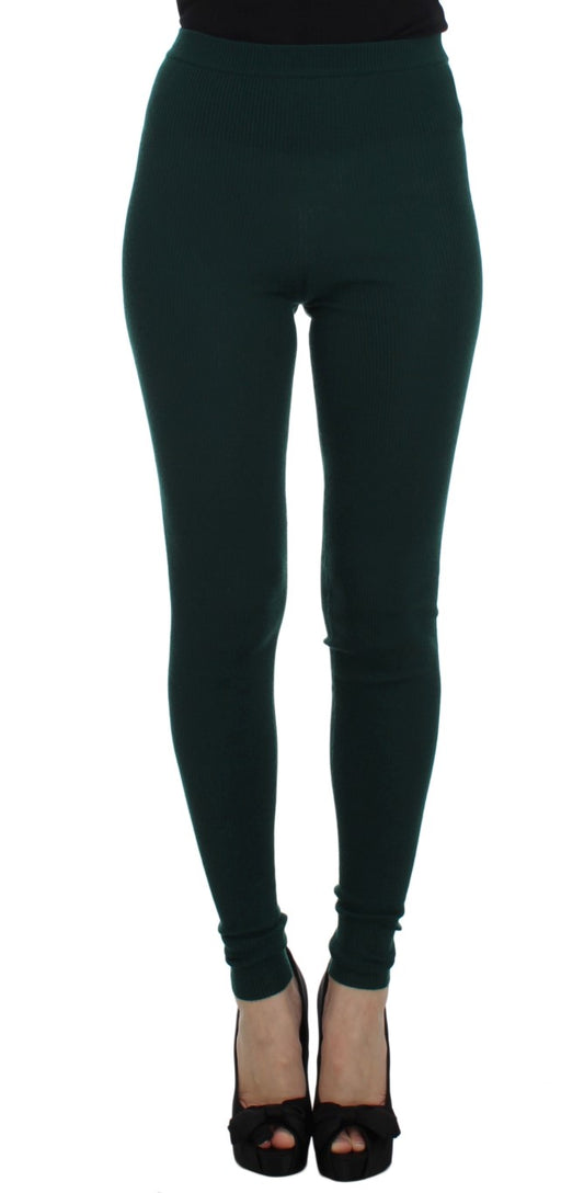 Dolce &amp; Gabbana Green Cashmere Stretch Tights Pants