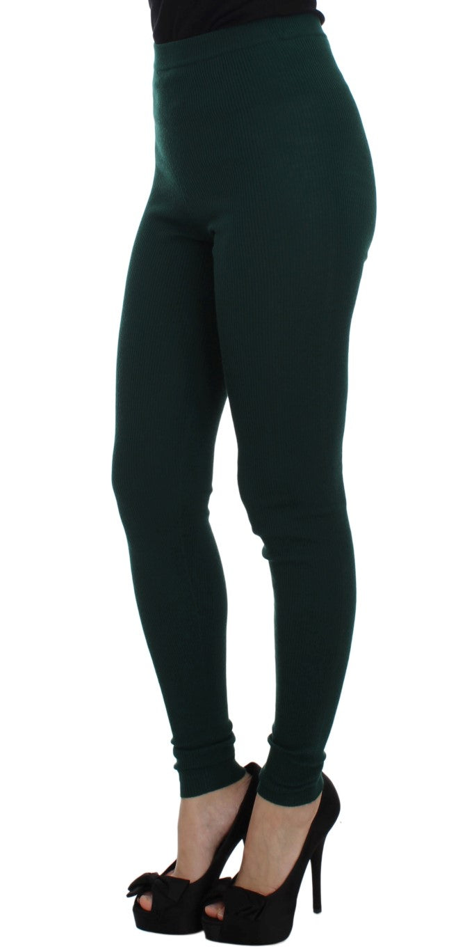 Dolce &amp; Gabbana Green Cashmere Stretch Tights Pants