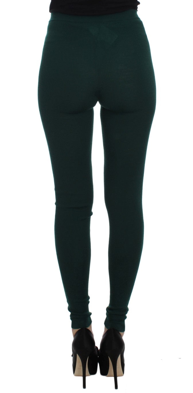 Dolce &amp; Gabbana Green Cashmere Stretch Tights Pants