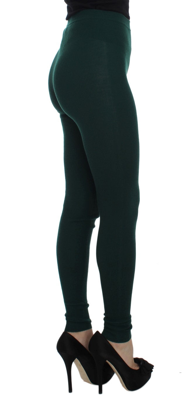 Dolce &amp; Gabbana Green Cashmere Stretch Tights Pants