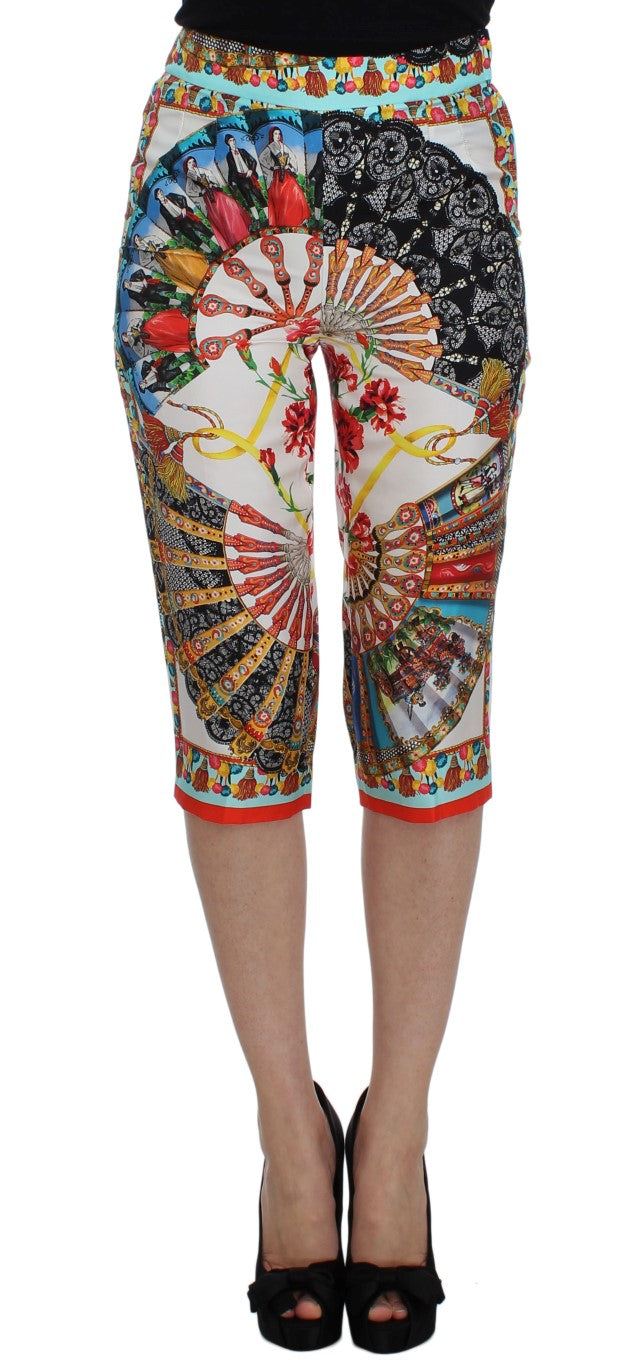 Dolce &amp; Gabbana Multicolor Majolica Sicily Silk Pants