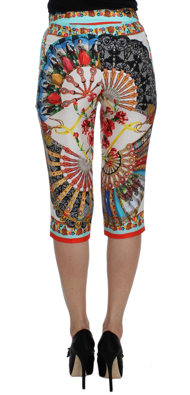 Dolce &amp; Gabbana Multicolor Majolica Sicily Silk Pants