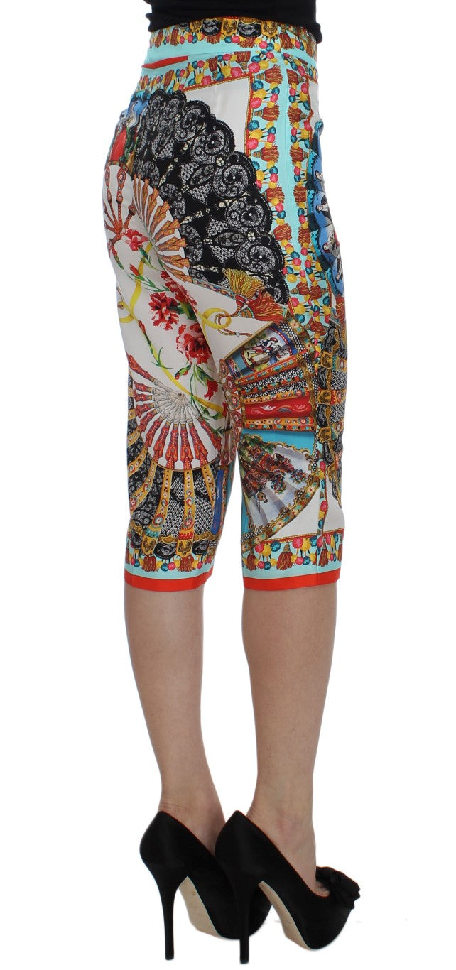 Dolce &amp; Gabbana Multicolor Majolica Sicily Silk Pants