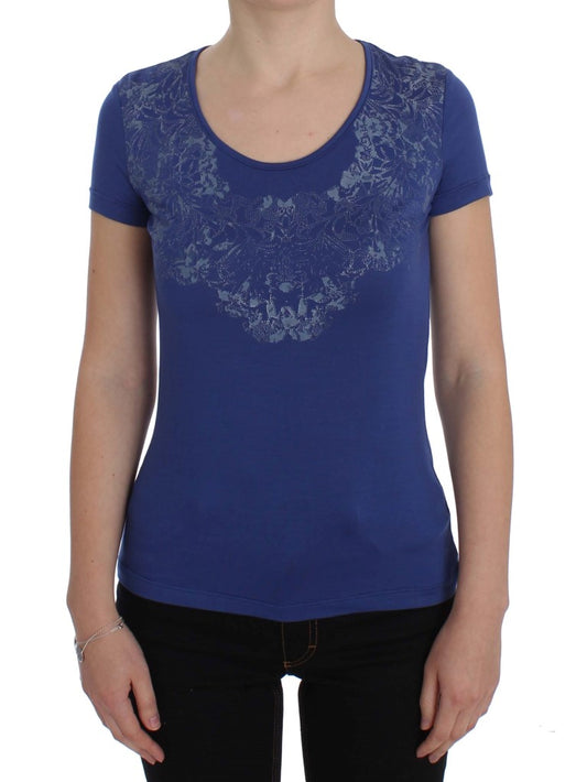 Ermanno Scervino Blaues Modal-Stretch-T-Shirt