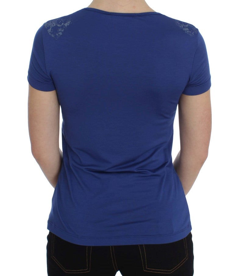 Ermanno Scervino Blaues Modal-Stretch-T-Shirt