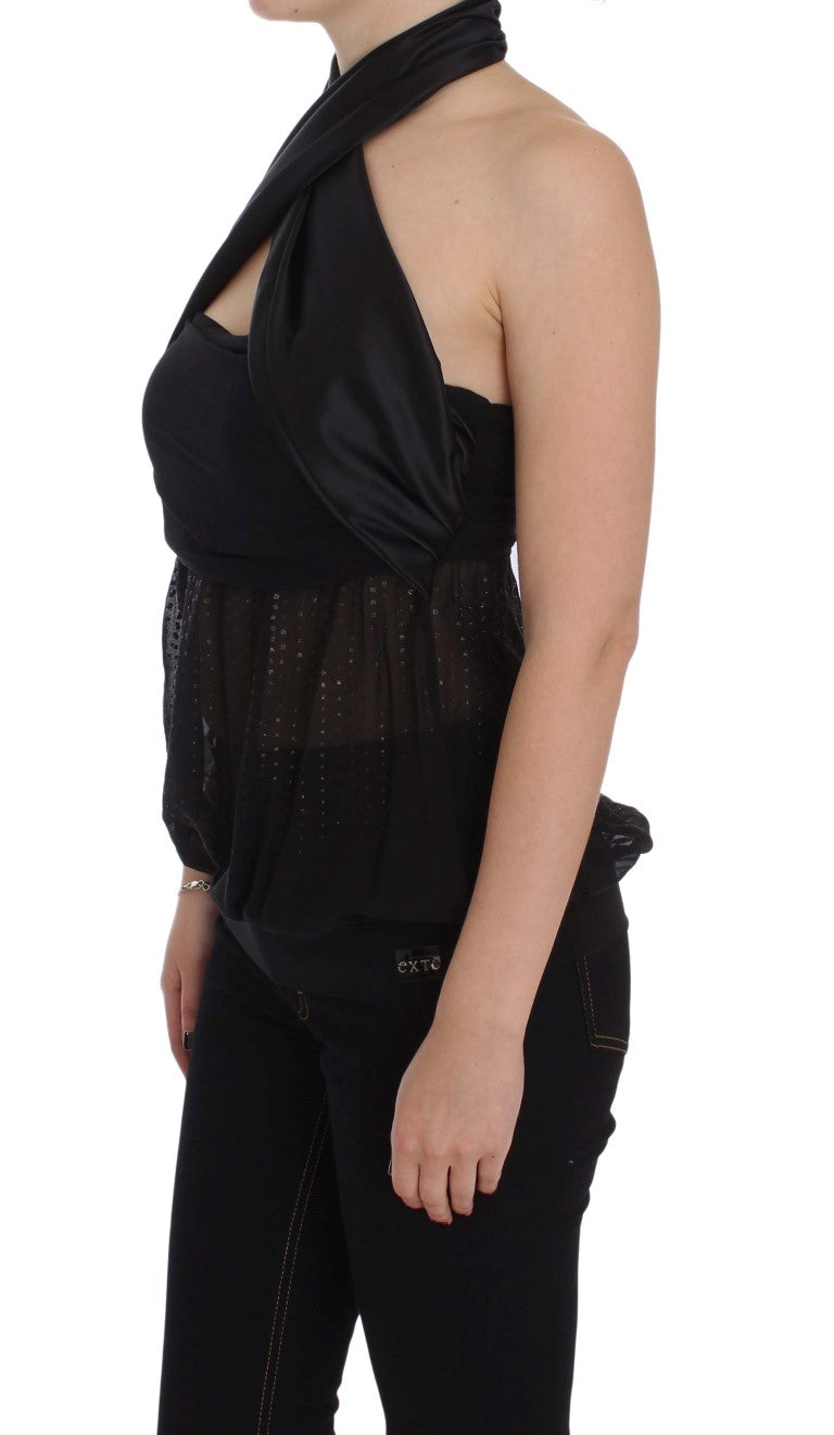 Schwarze Bluse mit Wickeloberteil von Exte