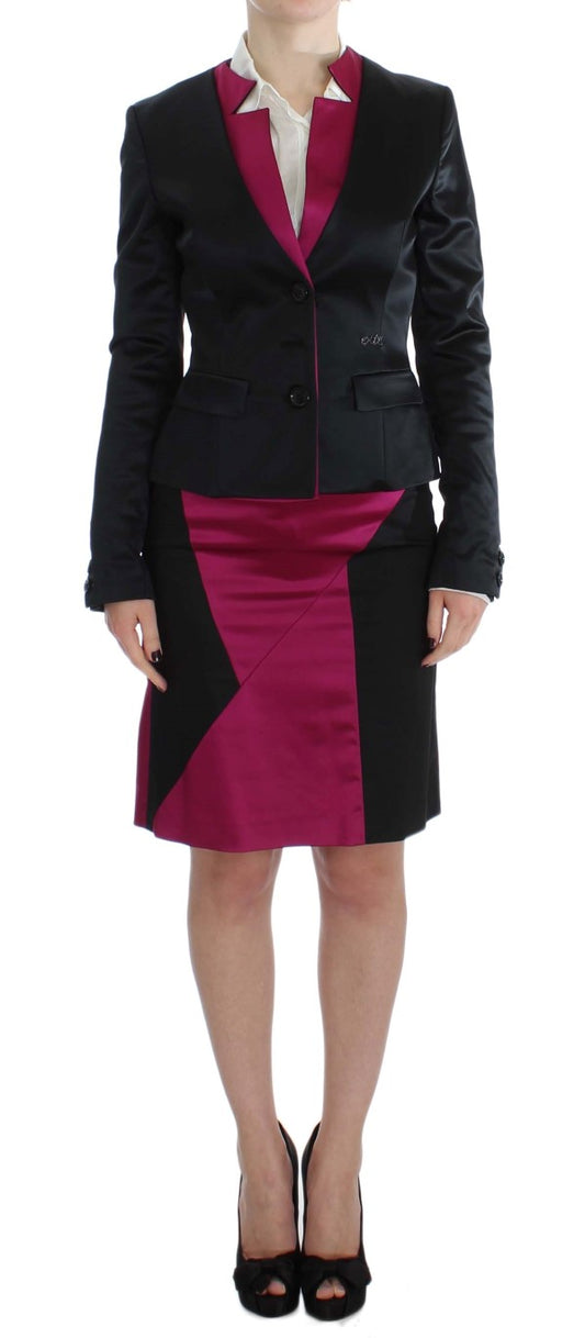 Exte Black Pink Two Piece Suit Skirt at Blazer