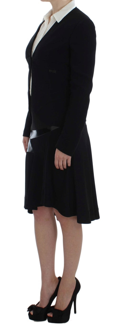 Exte Black Blue Two Piece Suit Skirt at Blazer