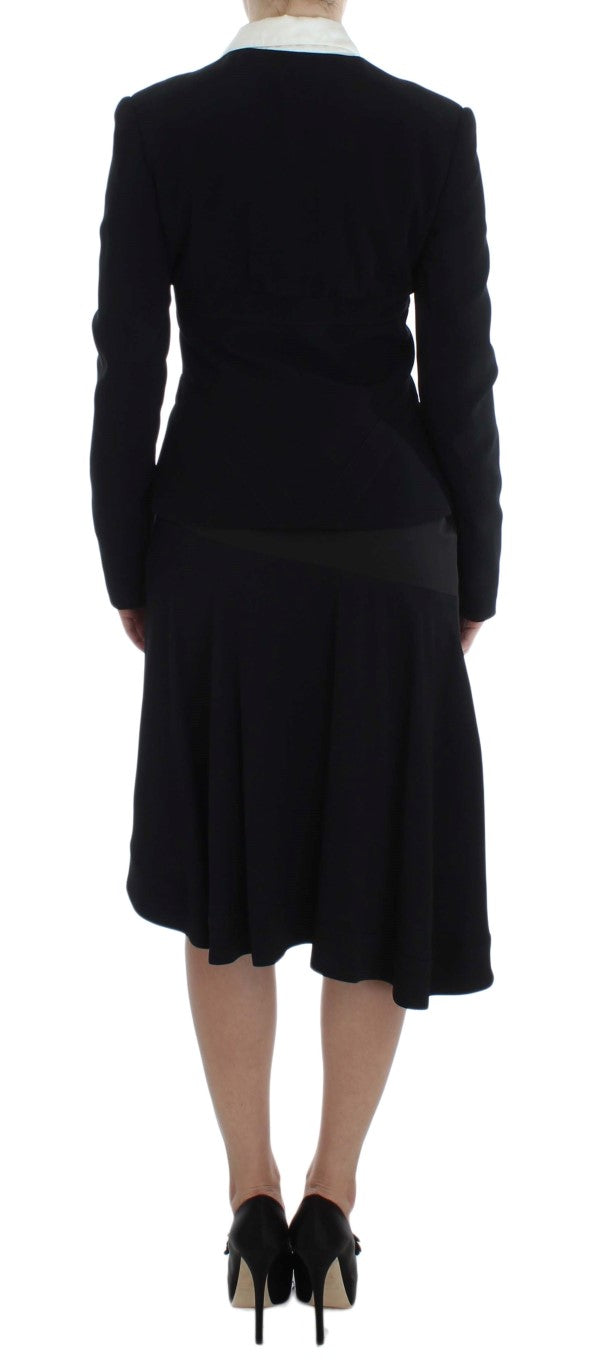 Exte Black Blue Two Piece Suit Skirt at Blazer