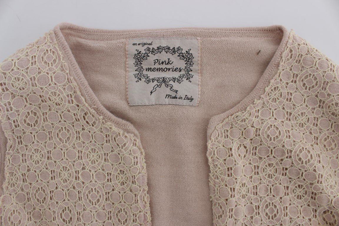 PINK MEMORIES Wickelpullover mit rosa Blumenspitze